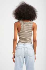 Truffle Striped Pointelle Tank