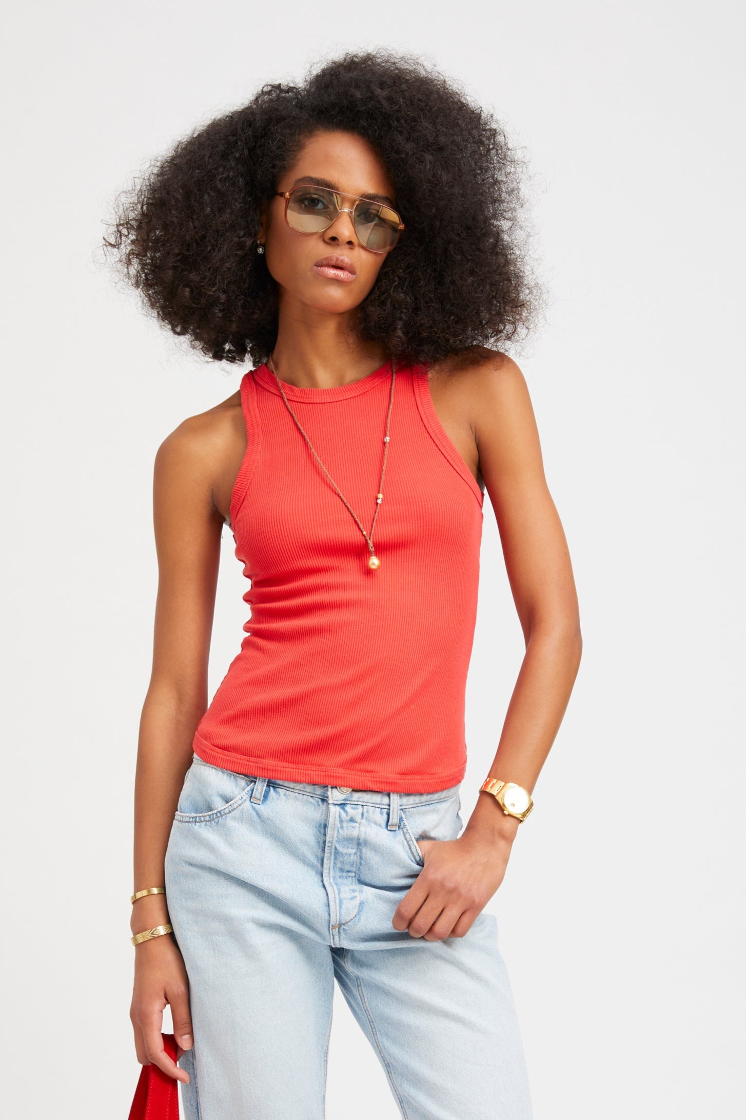 Red Rib Racer Tank