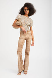 Sepia Suede 5 Pocket Micro Flare Pants