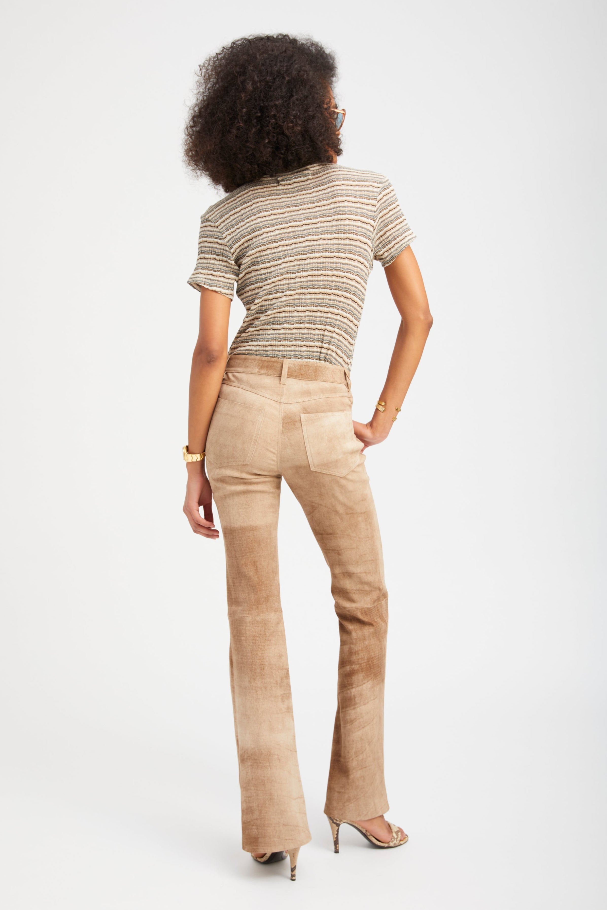 Sepia Suede 5 Pocket Micro Flare Pants