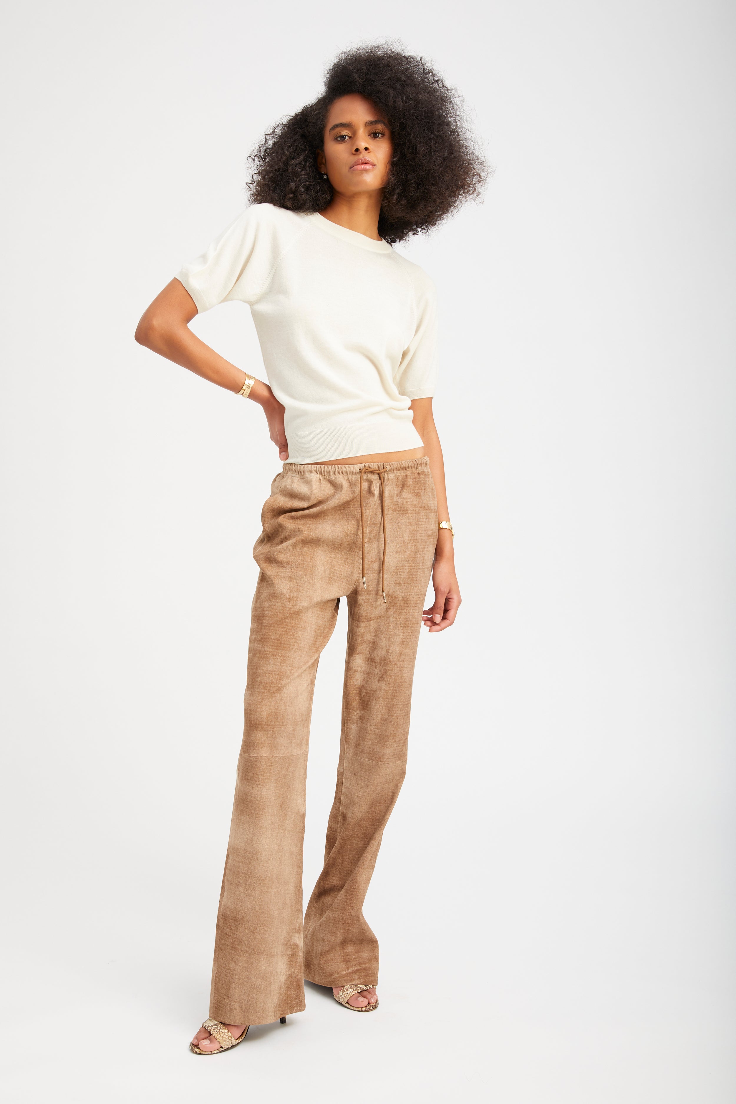 Sepia Suede Straight Leg Pants