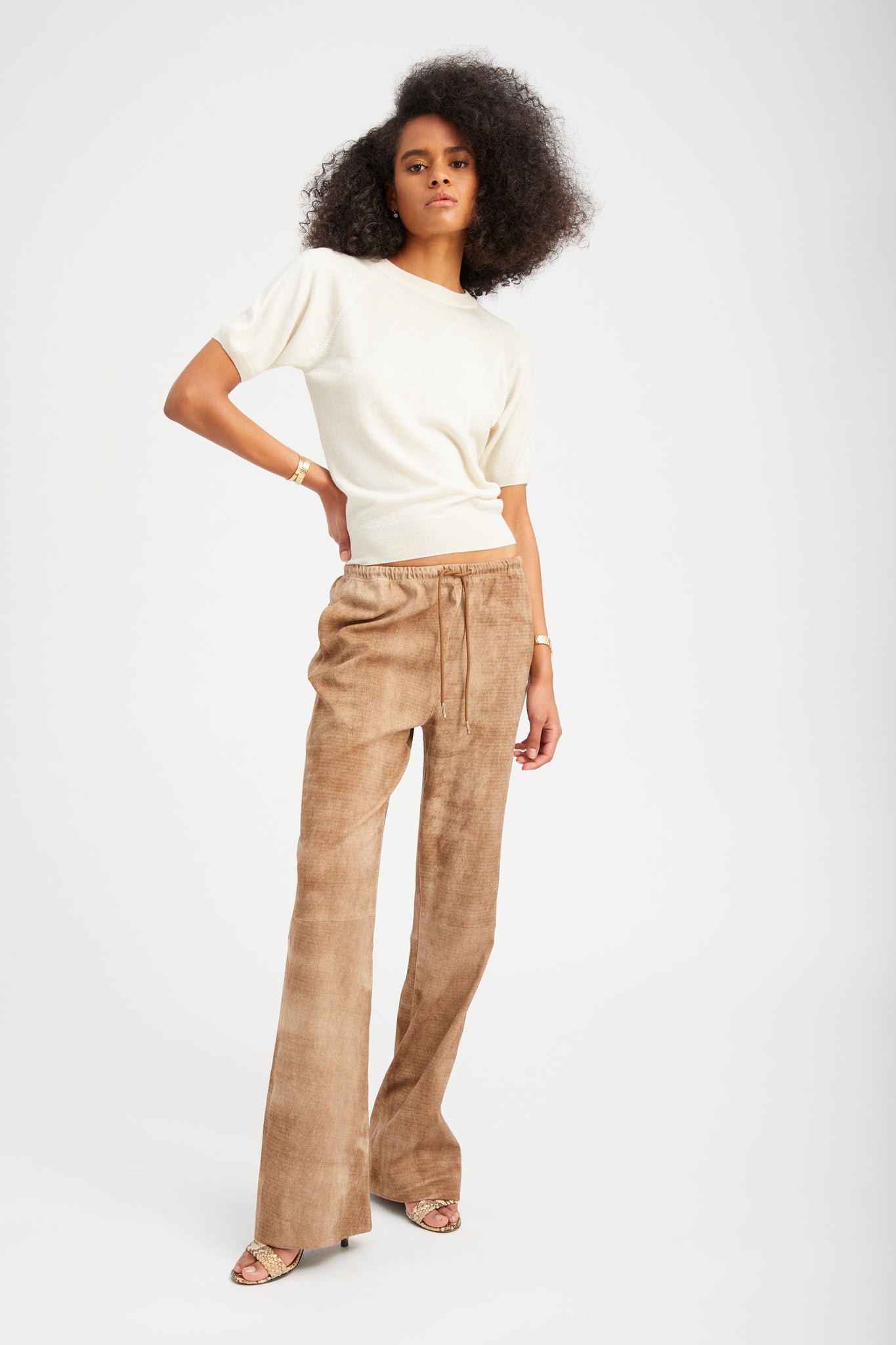 Sepia Suede Straight Leg Pants