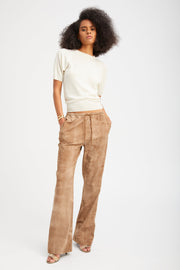 Sepia Suede Straight Leg Pants