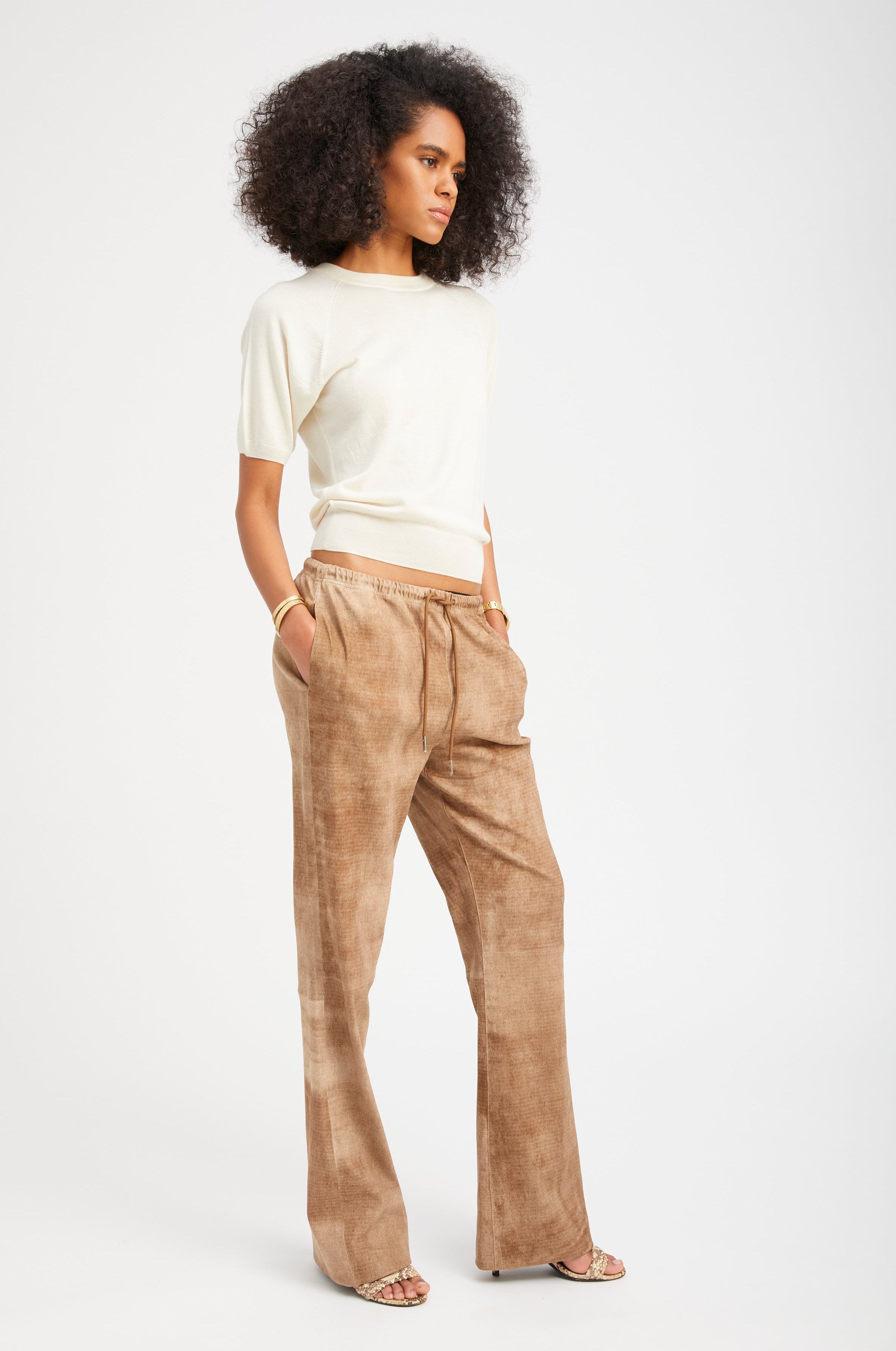 Sepia Suede Straight Leg Pants
