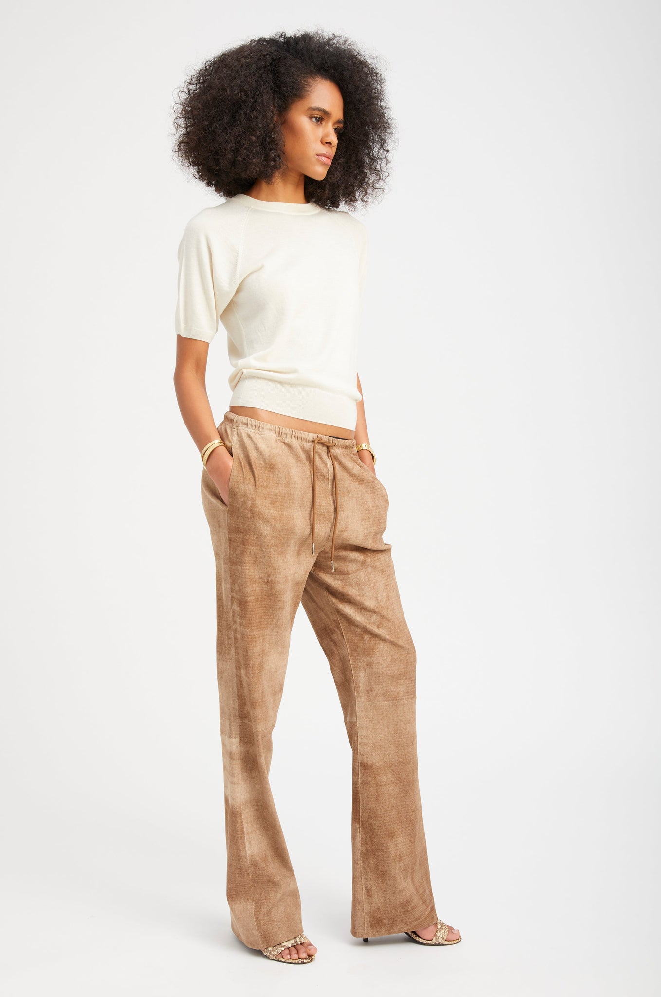Sepia Suede Straight Leg Pants