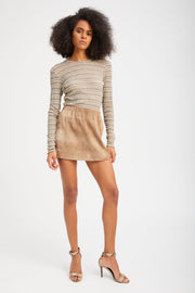 Sepia Suede Pull On Skirt
