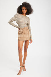 Truffle Striped Pointelle Long Sleeve Baby Tee