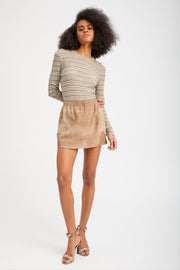 Truffle Striped Pointelle Long Sleeve Baby Tee