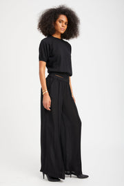 Black Cashmere Short Sleeve Raglan Sweater