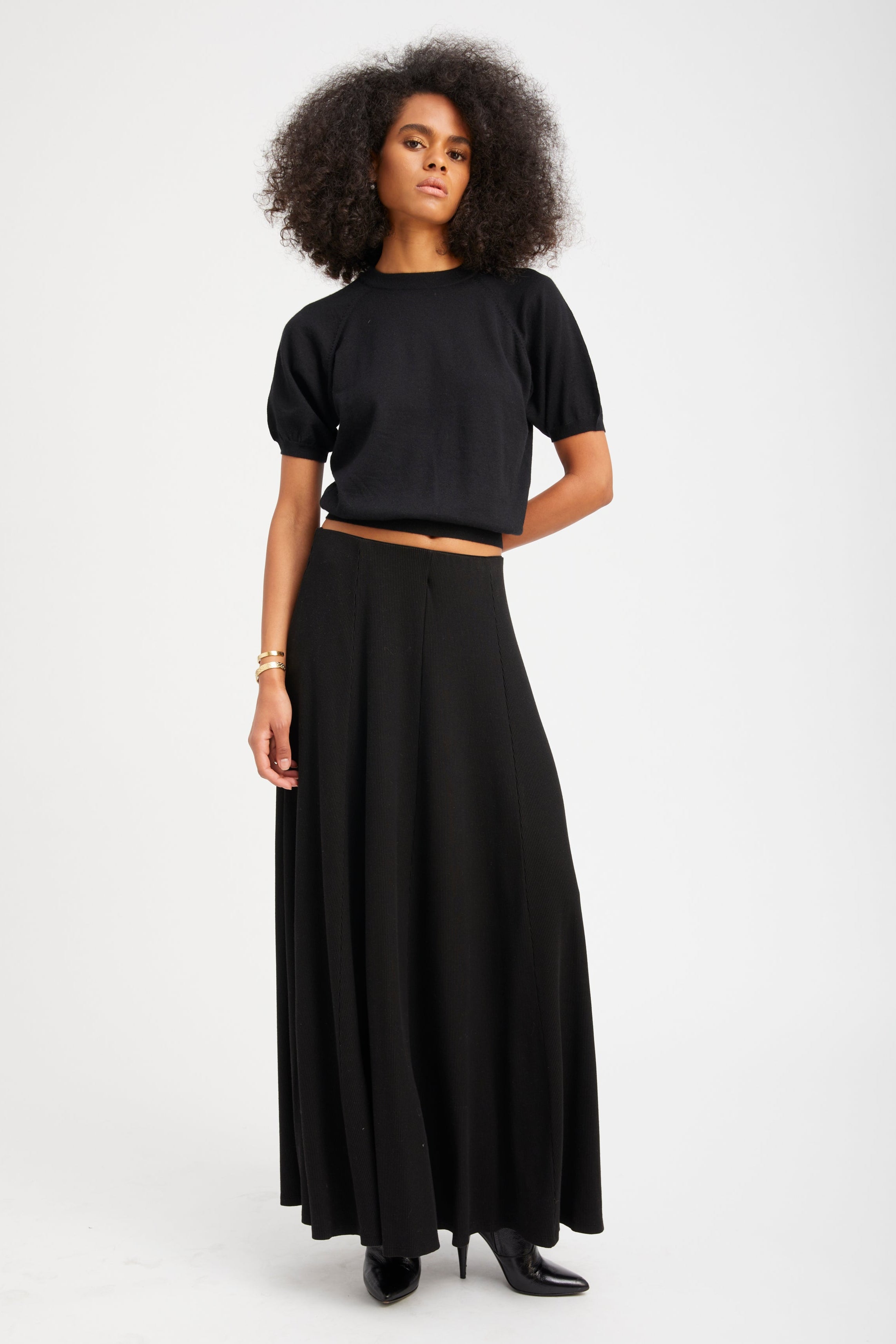 Black Rib Brigitte Maxi Skirt