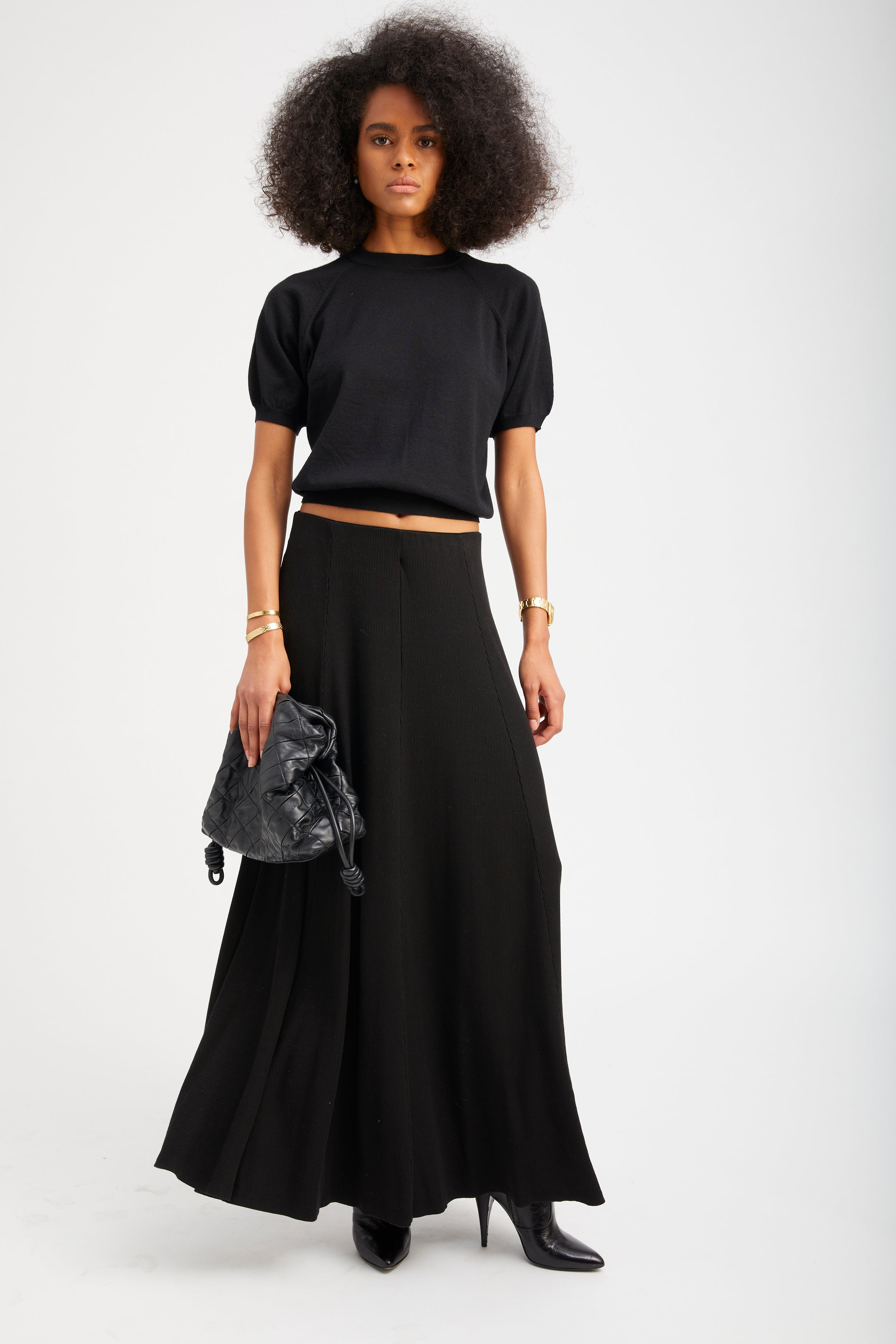 Black Rib Brigitte Maxi Skirt