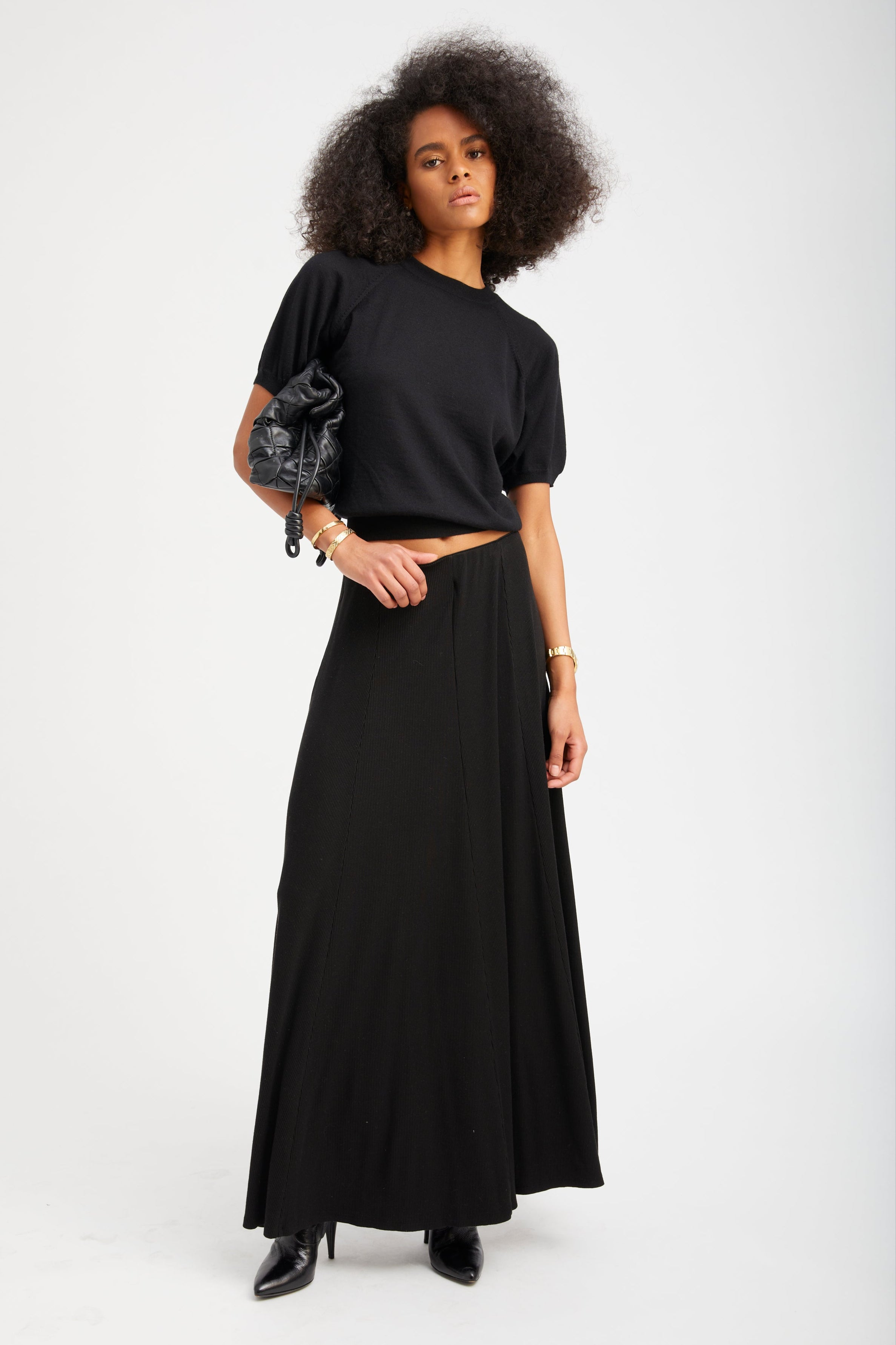 Black Rib Brigitte Maxi Skirt