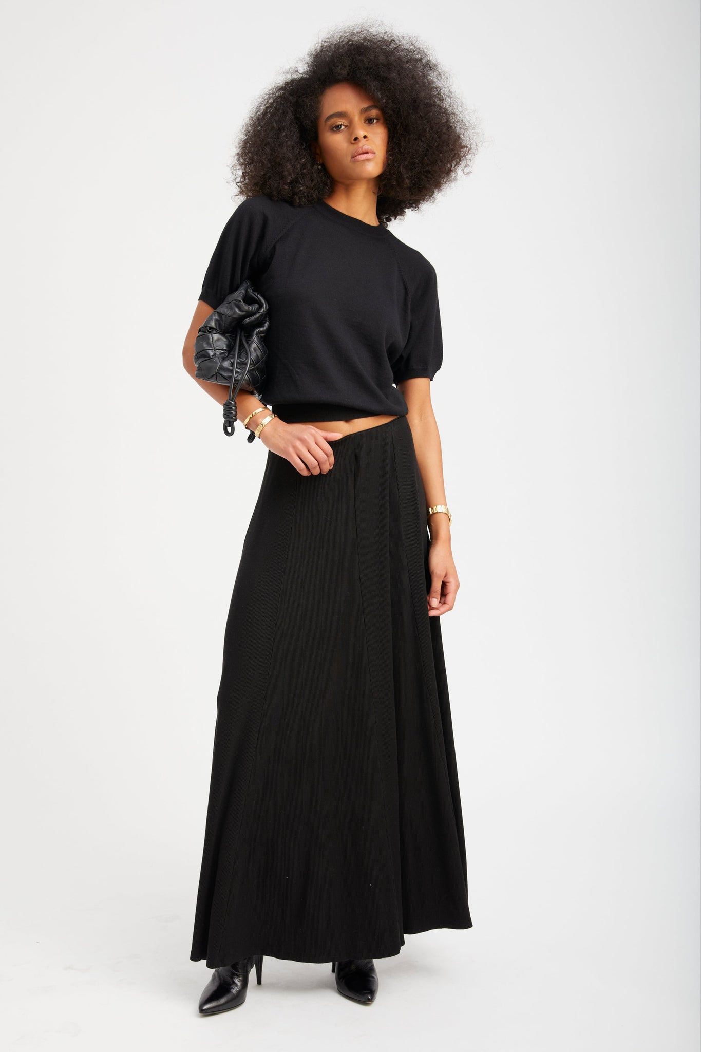 Black Rib Brigitte Maxi Skirt