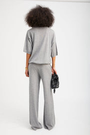 Grey Cashmere Wide Leg Pants