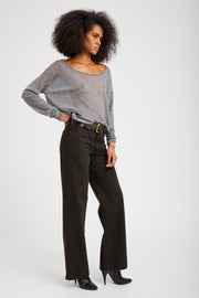 Grey Tissue Cashmere Off-Shoulder Top