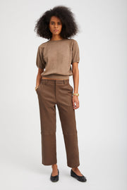 Truffle Leather Cropped Trousers