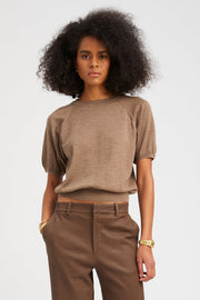 Truffle Cashmere Short Sleeve Raglan Sweater