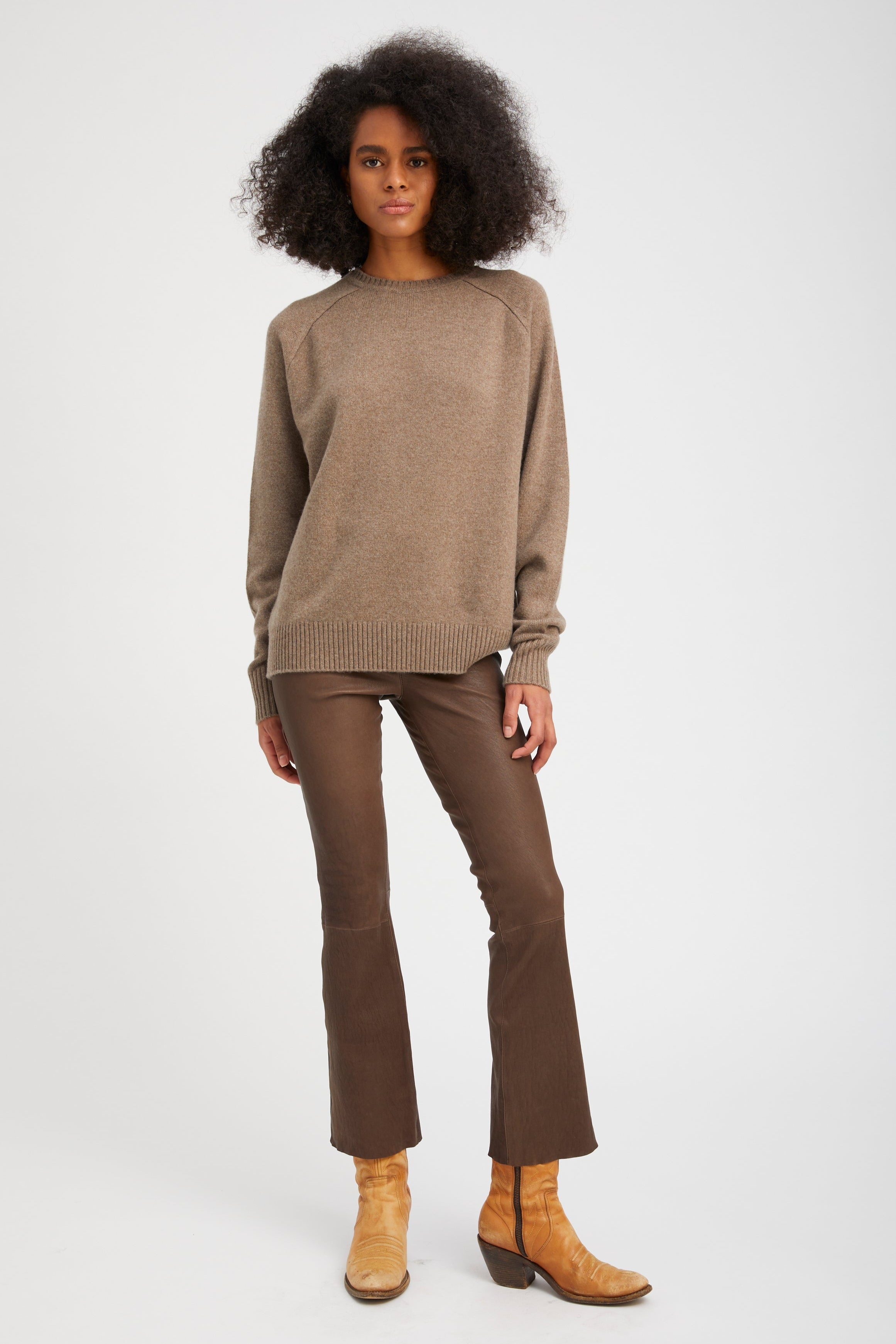 Truffle Leather Ankle Flare