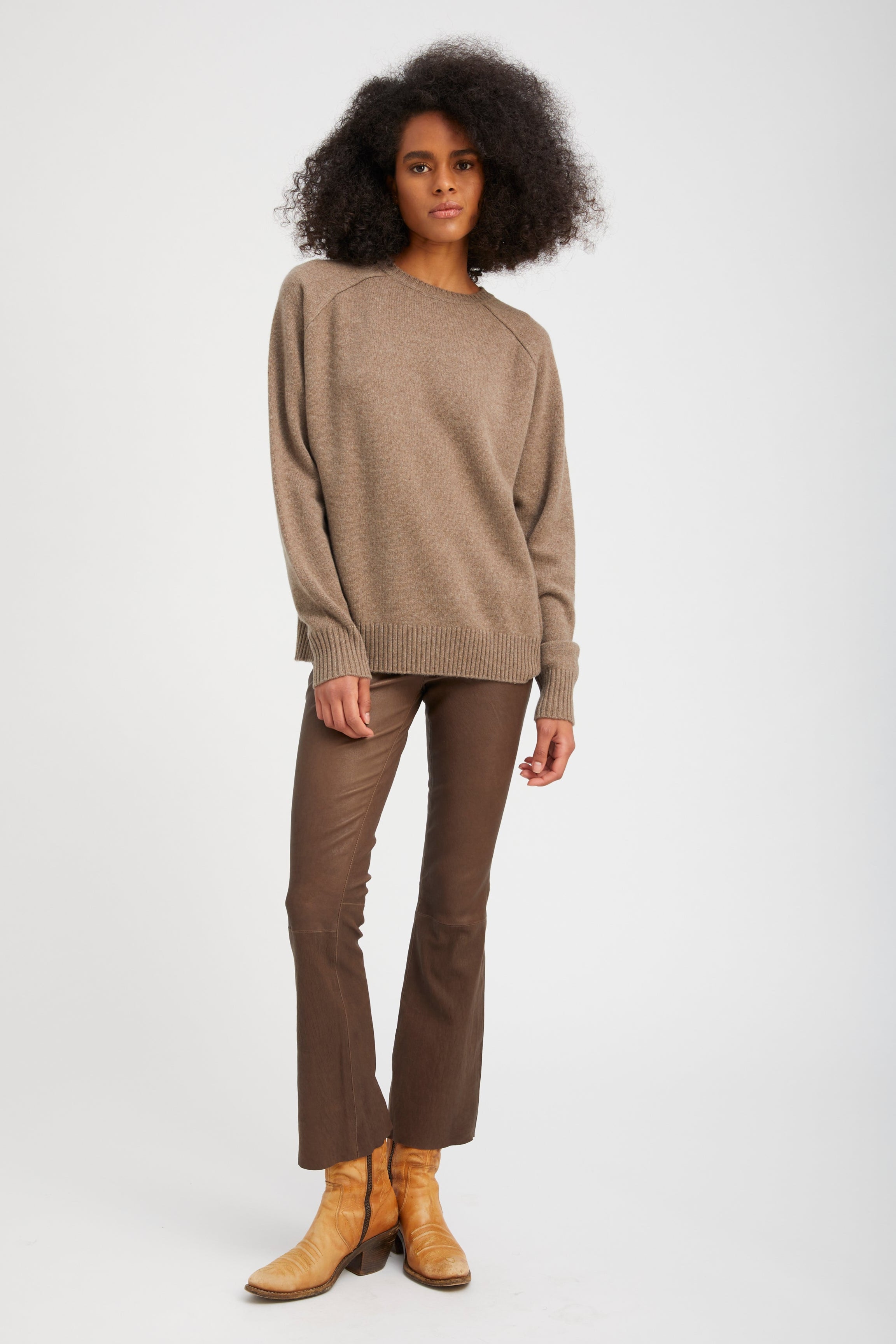 Truffle Leather Ankle Flare