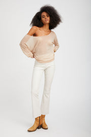 Wheat Tissue Cashmere Off-Shoulder Top