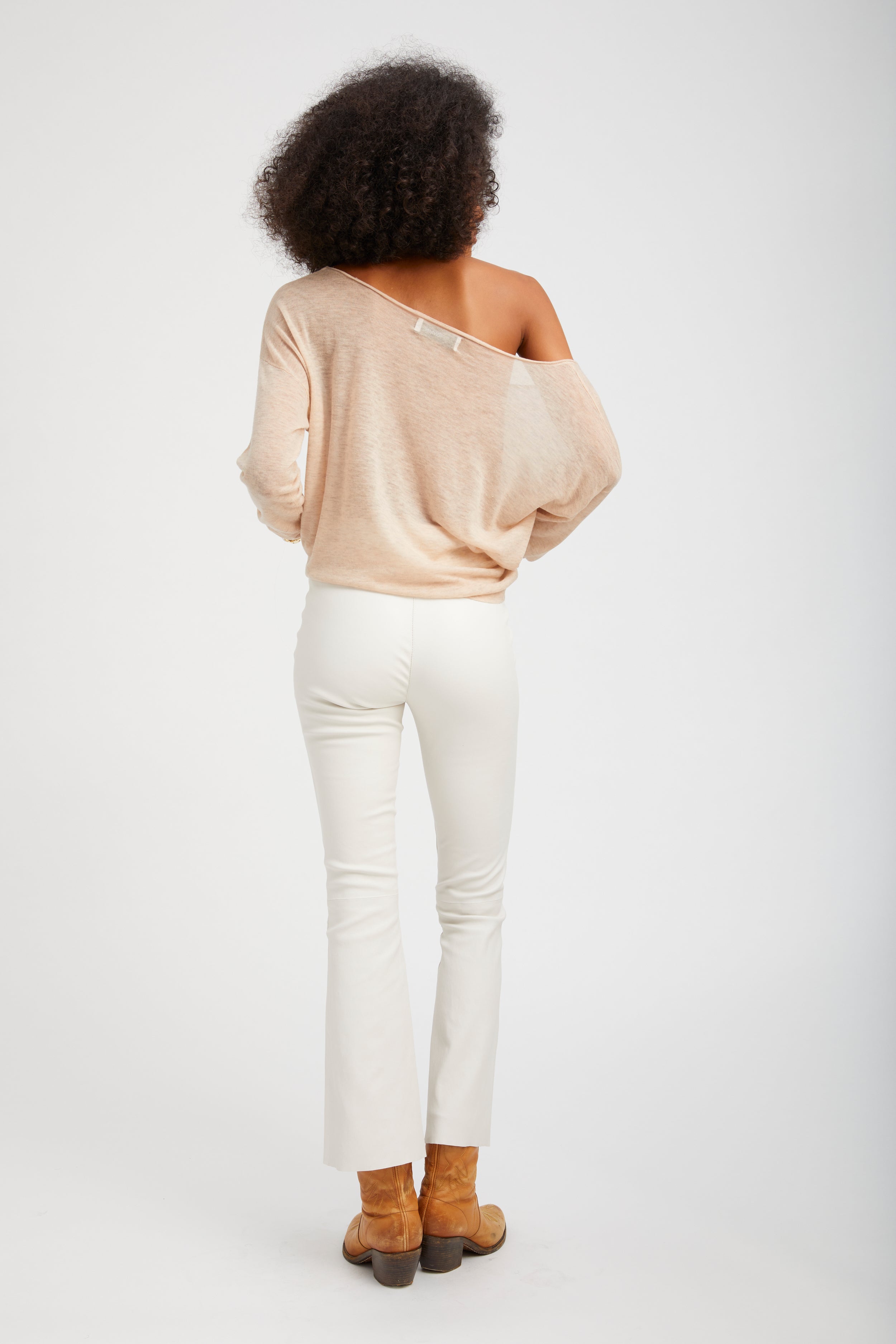 Wheat Tissue Cashmere Off-Shoulder Top