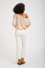 Wheat Tissue Cashmere Off-Shoulder Top