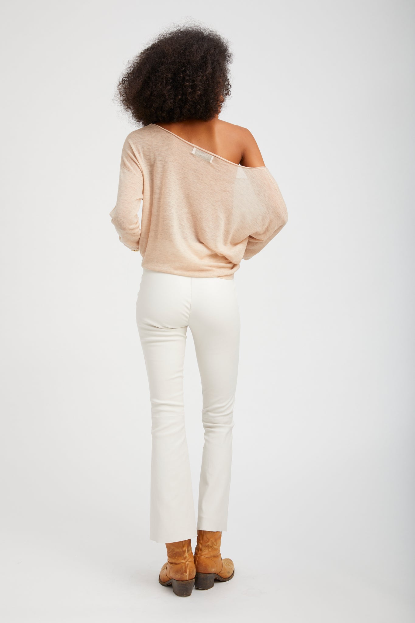 Wheat Tissue Cashmere Off-Shoulder Top
