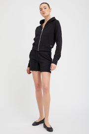 Black Shrunken Zip up Hoodie
