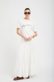 White Voile Tiered Maxi Skirt