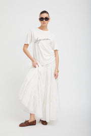 White Voile Tiered Maxi Skirt