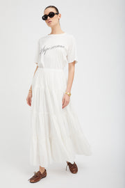 White Voile Tiered Maxi Skirt