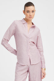 Pink Indigo Stripe Linen Fonda Button Down