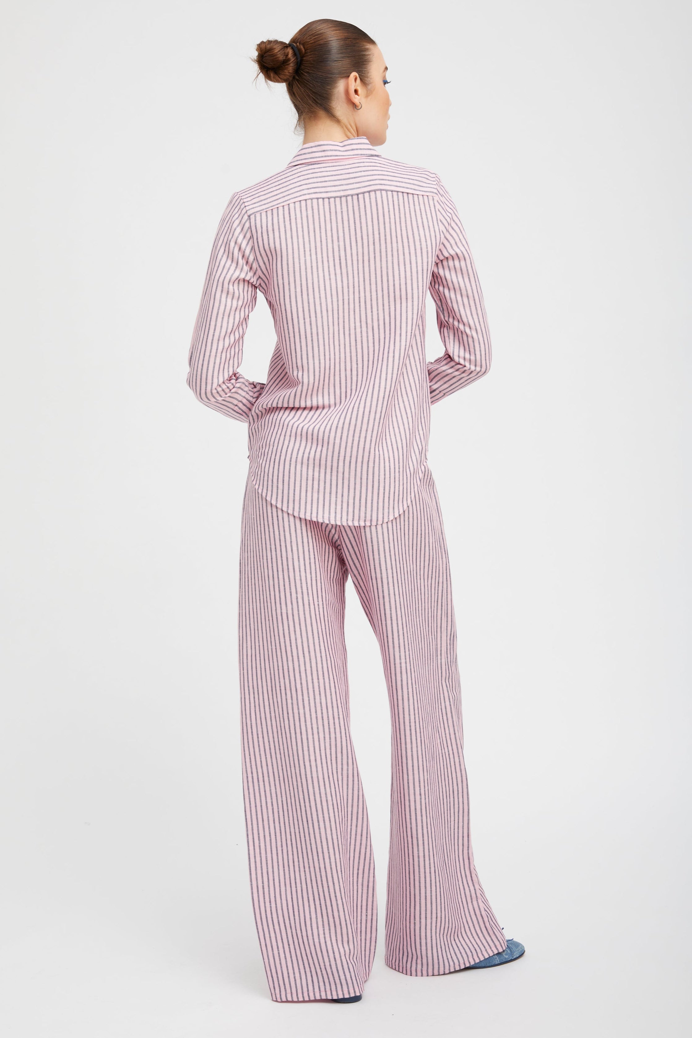 Pink Indigo Stripe Linen Fonda Button Down