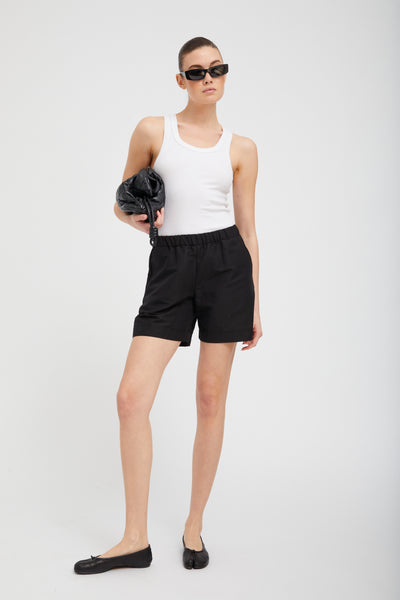 White Rib Fitted Scooped Tank