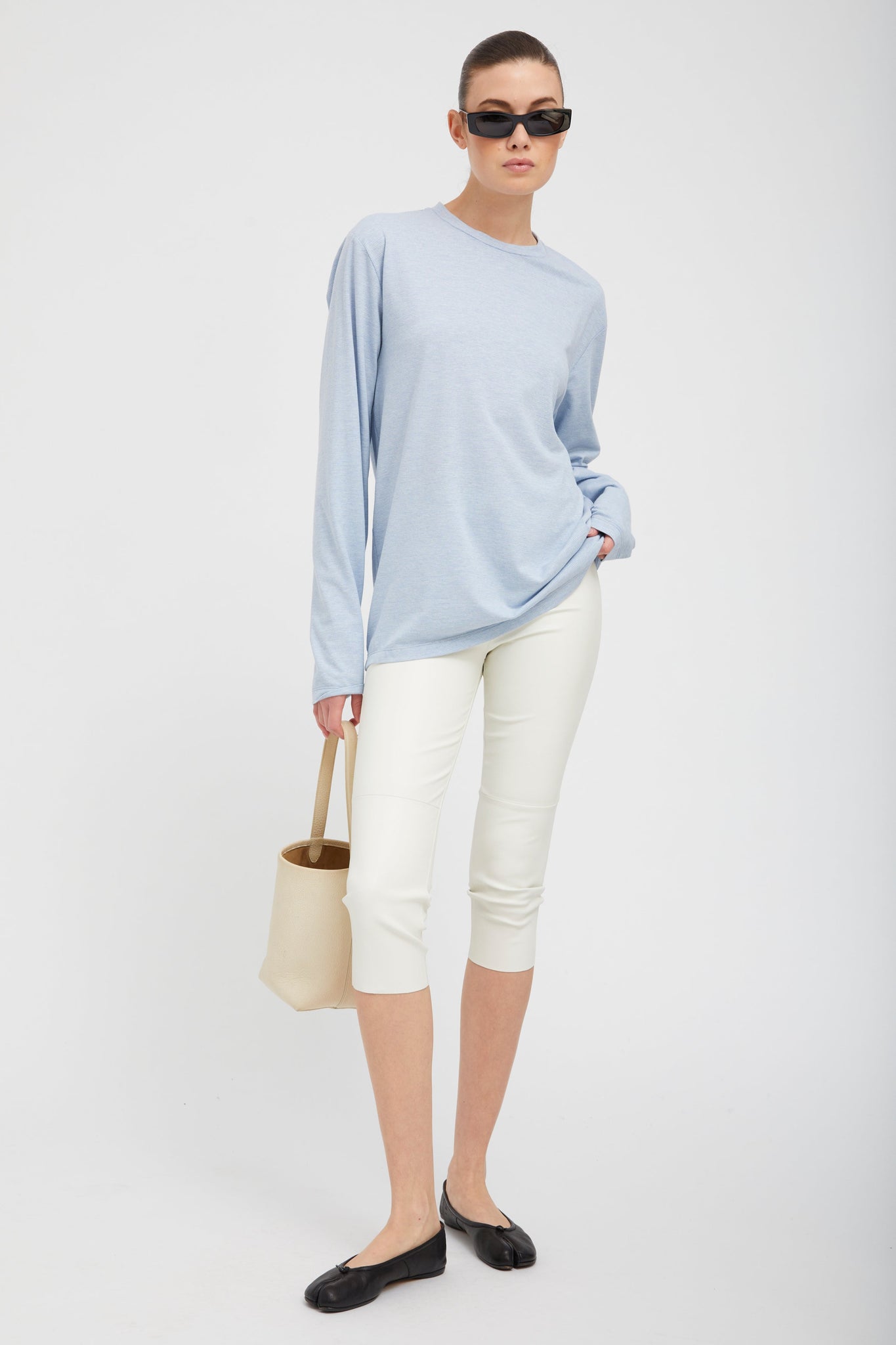 White Leather Capri