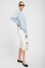 White Leather Capri