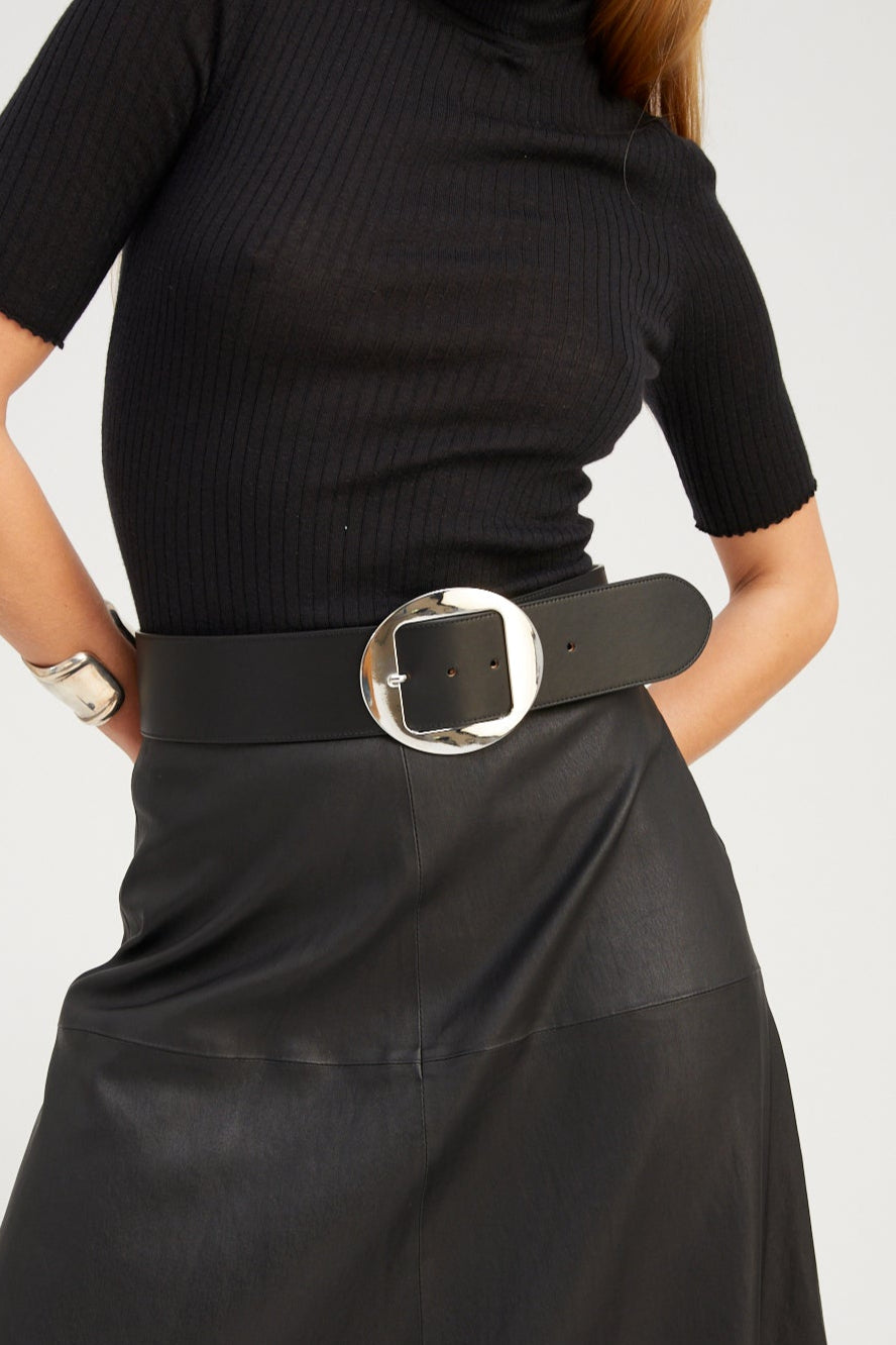 Black Leather Sienna Belt