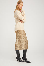 Beige Python Leather Tube Skirt