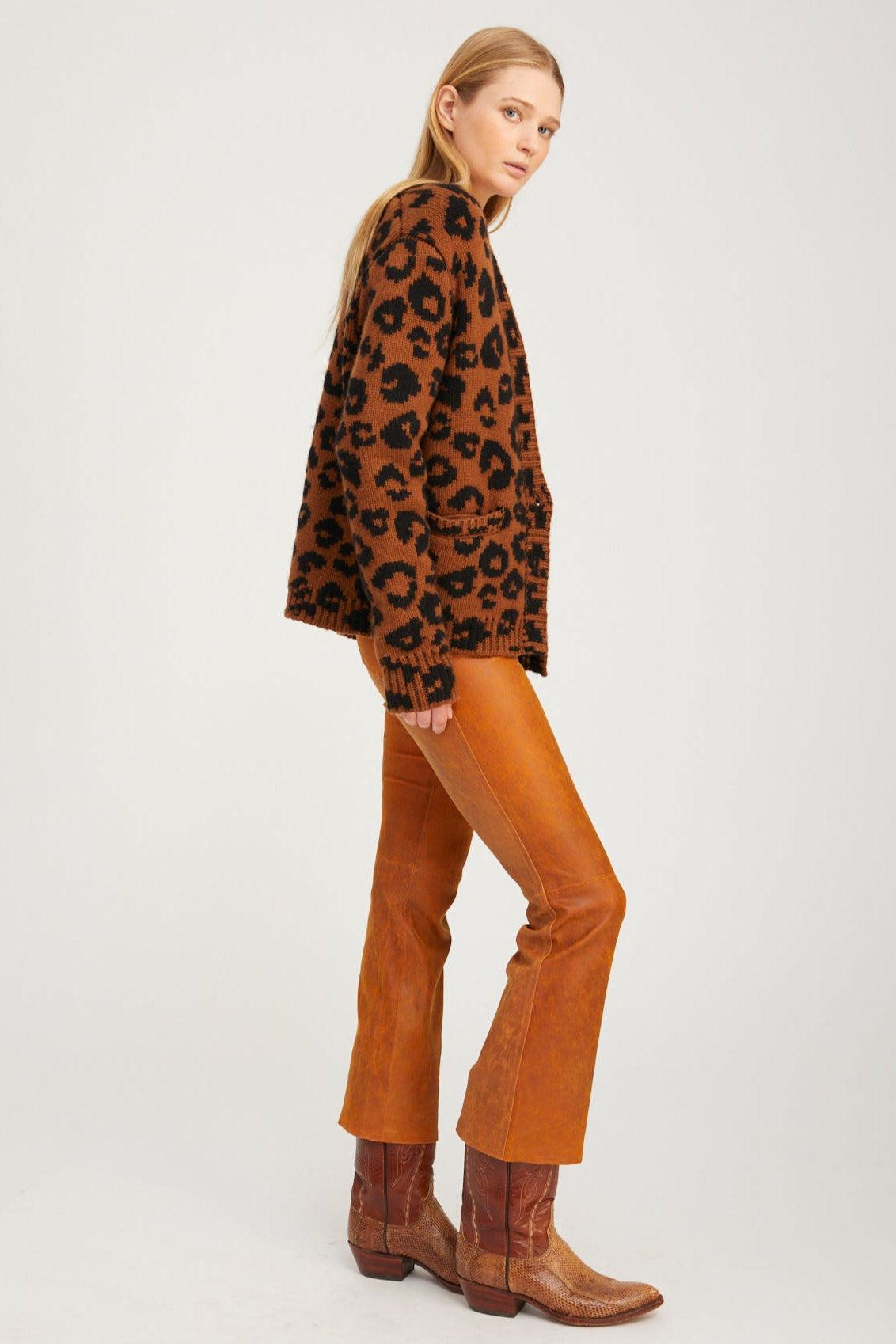 Leather 5 Pocket Ankle Flare