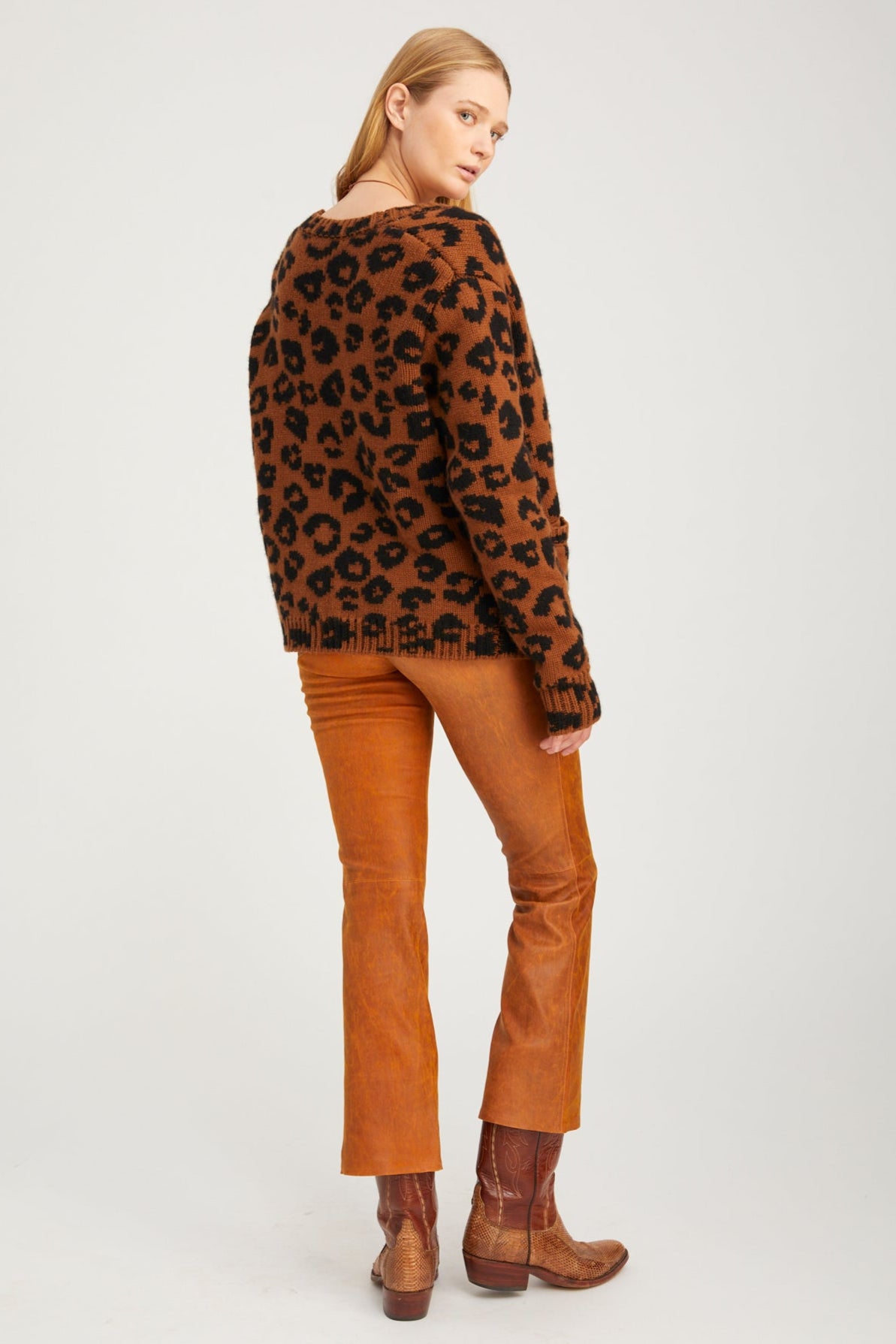 Leather 5 Pocket Ankle Flare