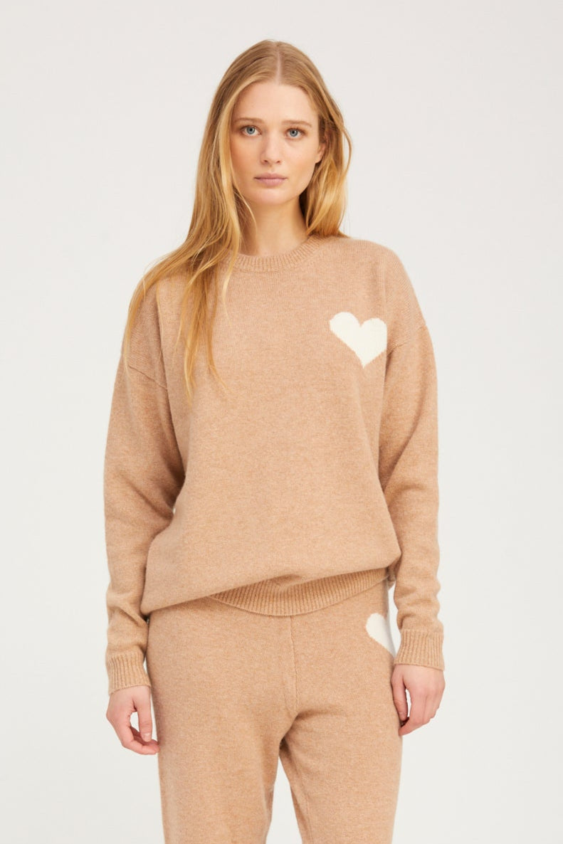 Almondine Cashmere Heart Logo Sweatshirt