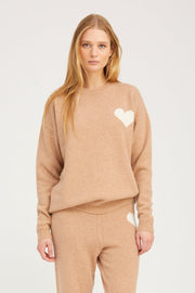 Almondine Cashmere Heart Logo Sweatshirt