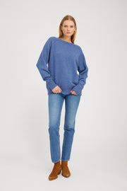 Denim Blue Cashmere Boyfriend Sweater