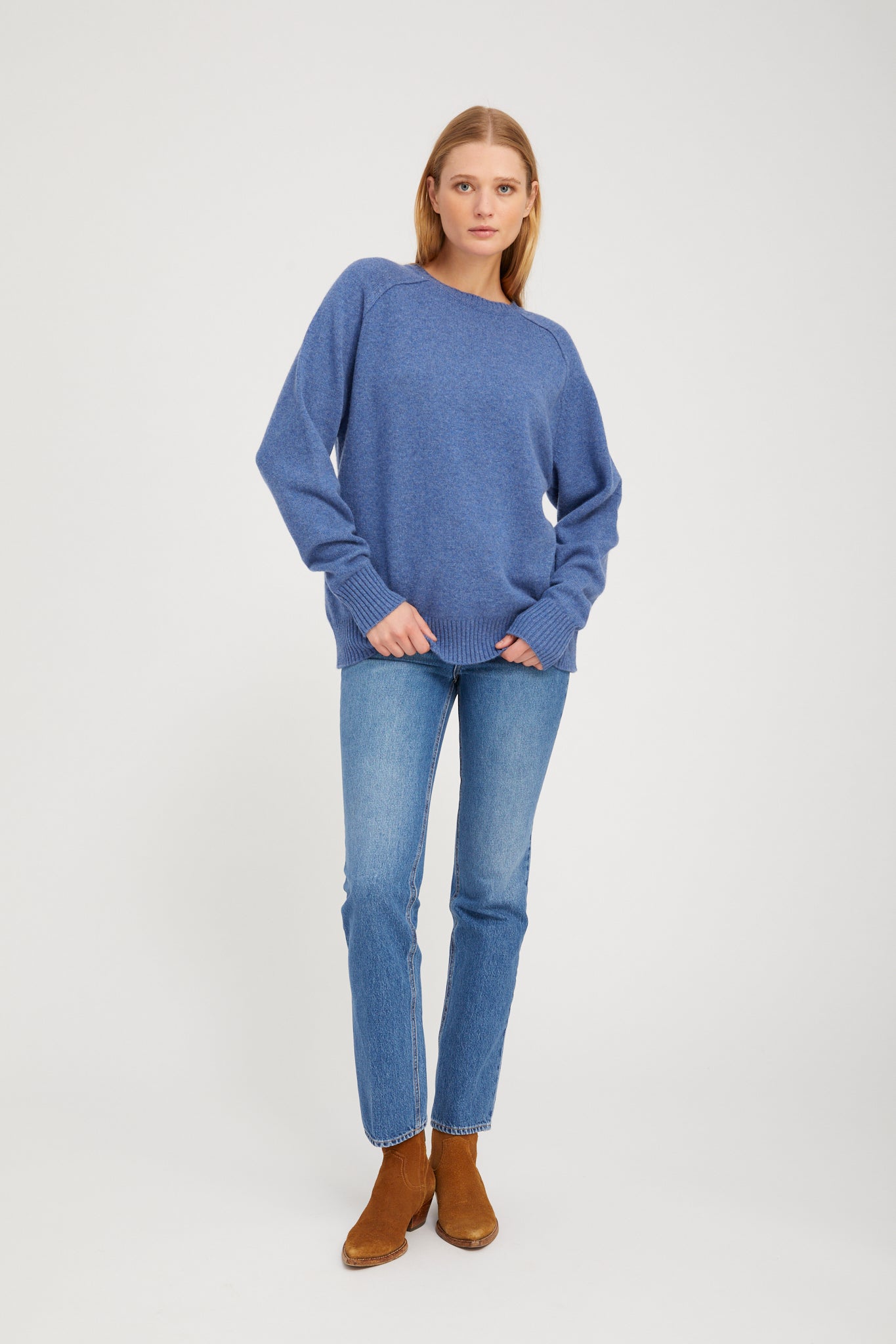 Denim Blue Cashmere Boyfriend Sweater