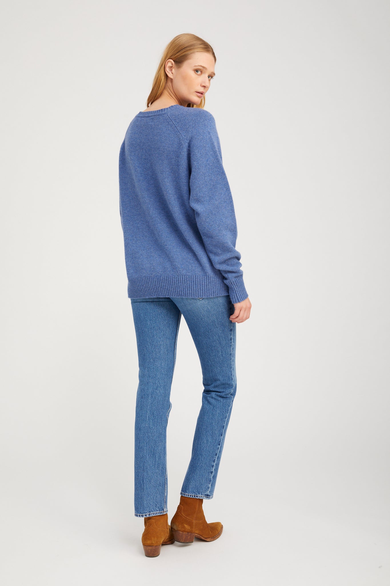 Denim Blue Cashmere Boyfriend Sweater