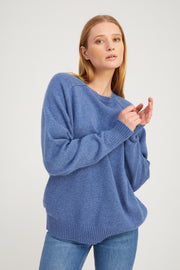 Denim Blue Cashmere Boyfriend Sweater