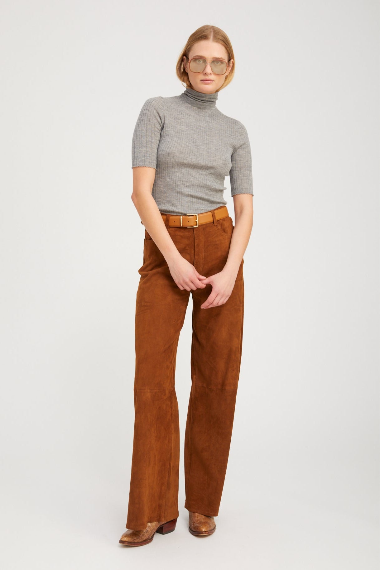 Suede 5 Pocket Wide Leg