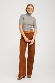 Suede 5 Pocket Wide Leg