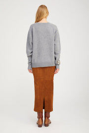 Dark Cognac Suede Maxi Tube Skirt