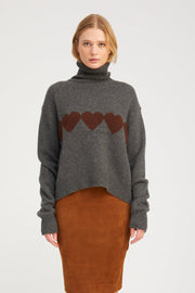 Cashmere Heart Turtleneck Sweater